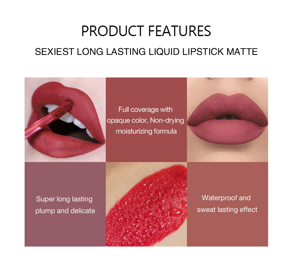 Perfect pout, all day long! π HANDAIYAN 6Pcs Liquid Velvet Matte Lip Gloss β Long-Lasting, Waterproof, and Gorgeous!"