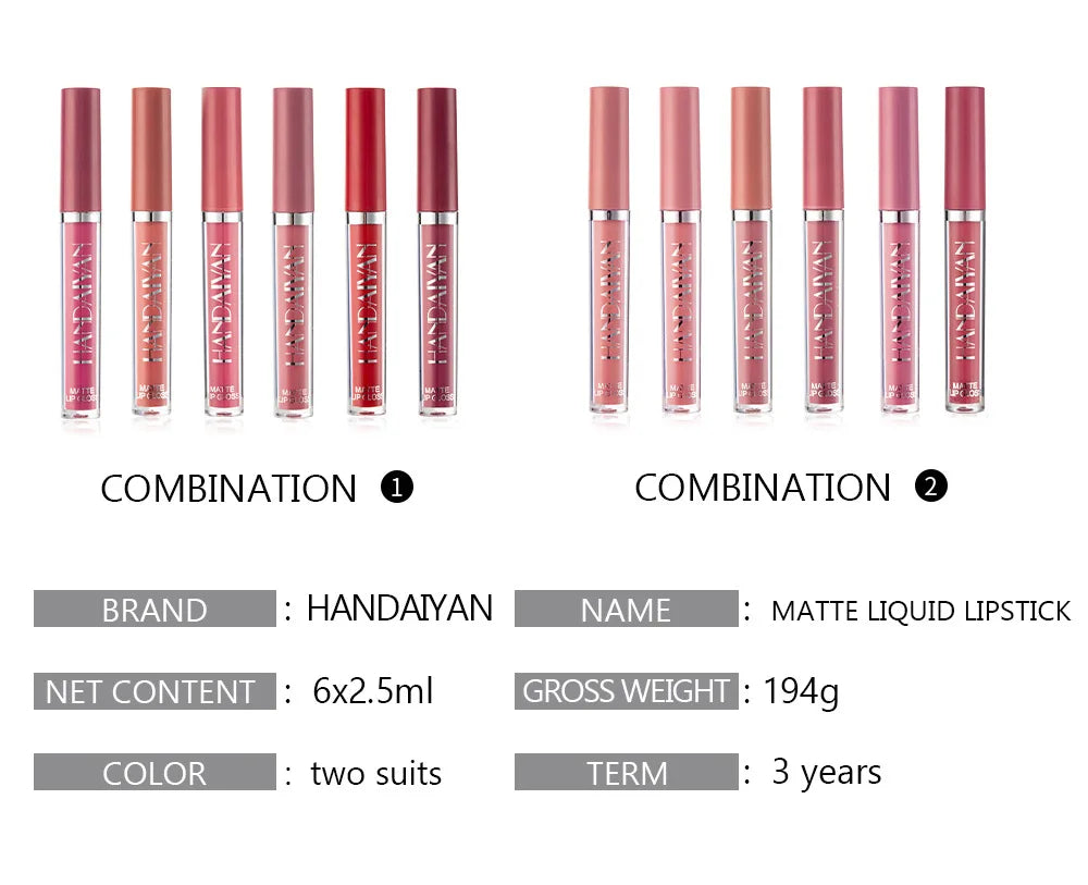 Perfect pout, all day long! π HANDAIYAN 6Pcs Liquid Velvet Matte Lip Gloss β Long-Lasting, Waterproof, and Gorgeous!"